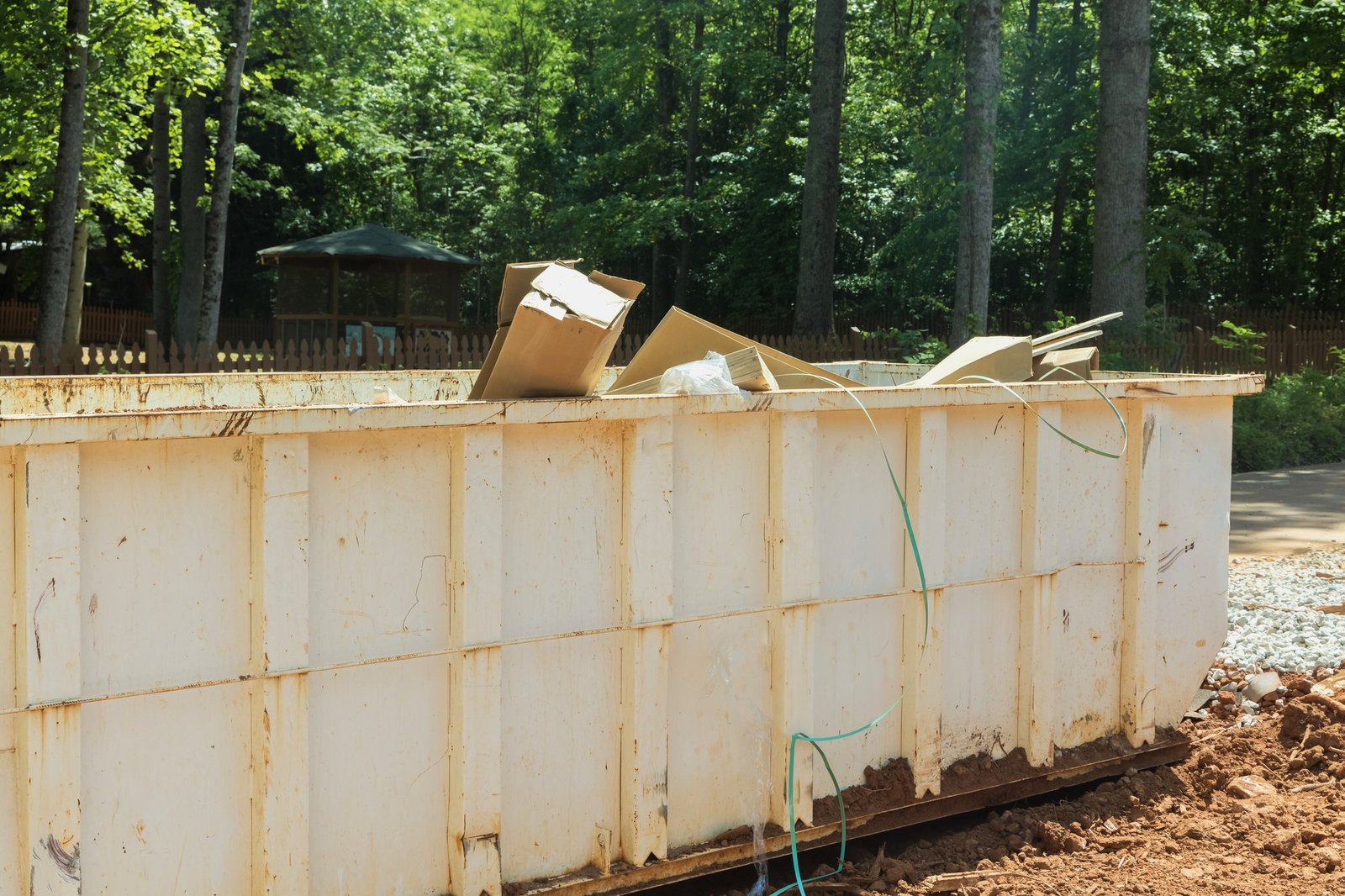Construction site a rubbish removal metal container on recycle garbage, a trash dumpster is used